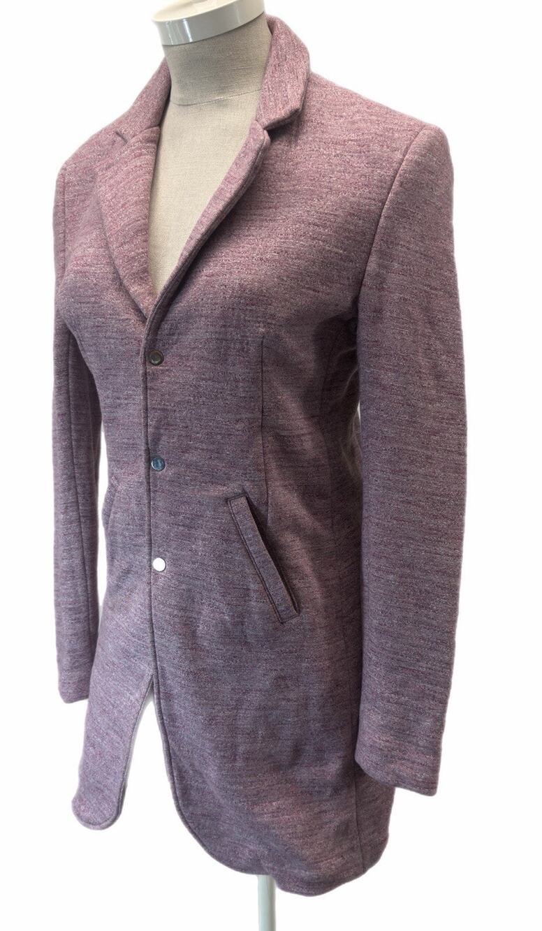 Oyster Women Mauve Heather Knit Midi Coat Button Front Pockets Casual Large